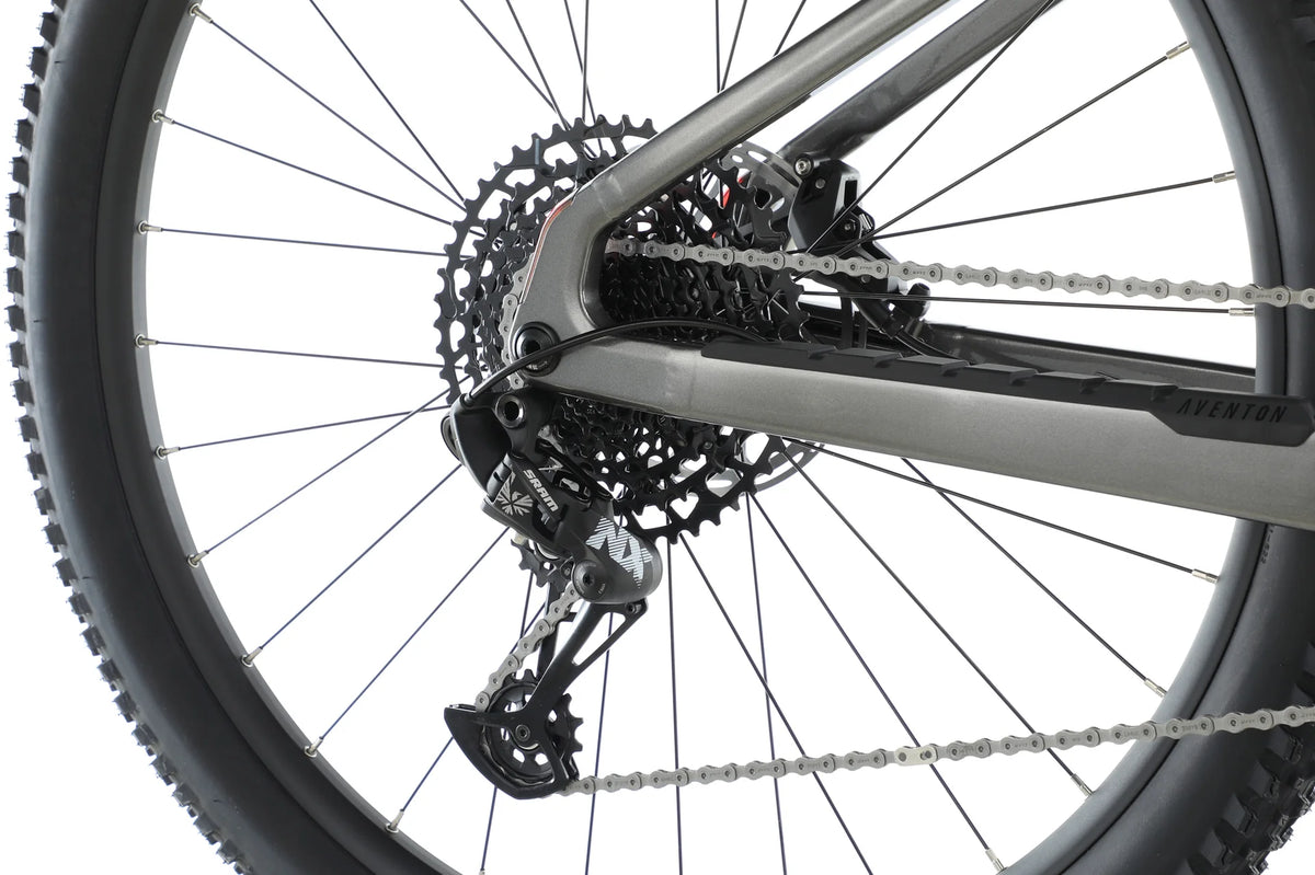Close up of Aventon Ramblas cassette and rear derailleur