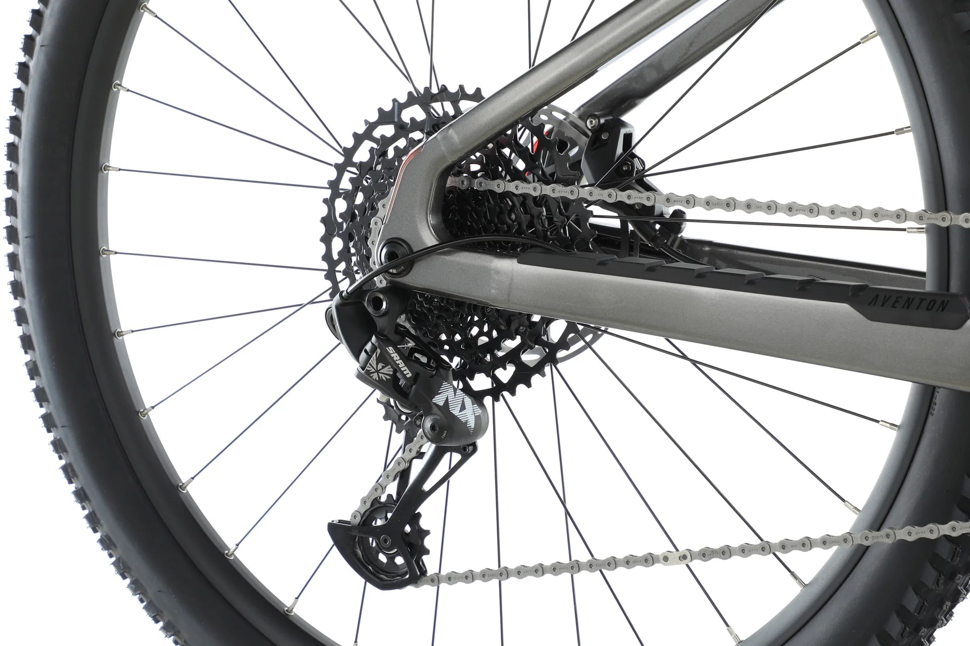 Close up of Aventon Ramblas cassette and rear derailleur